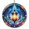 Illustrious Lantern Stained Glass Style Ceramic Ornament, Christmas Gift and Decor